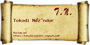 Tokodi Nándor névjegykártya