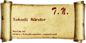 Tokodi Nándor névjegykártya